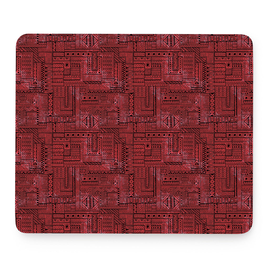 Red And Black African Ethnic Print Mouse Pad