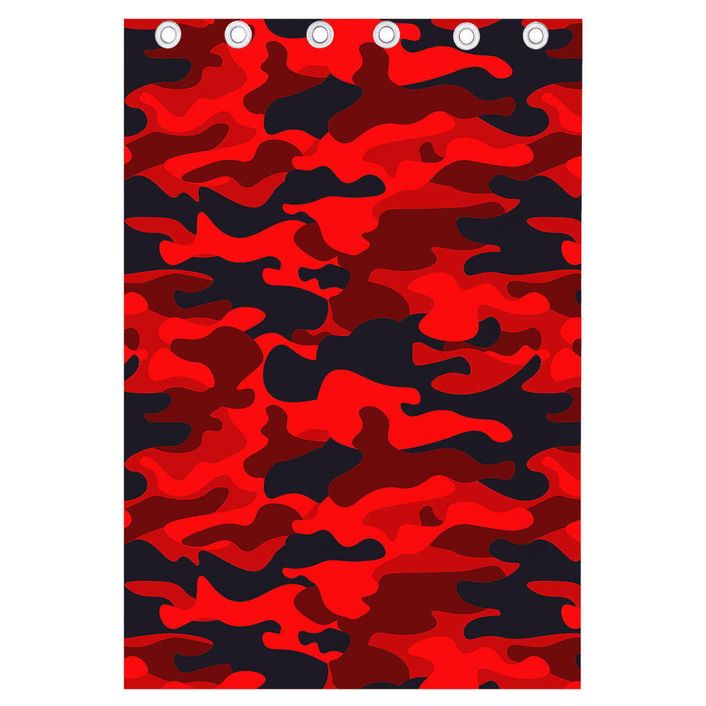 Red And Black Camouflage Print Curtain
