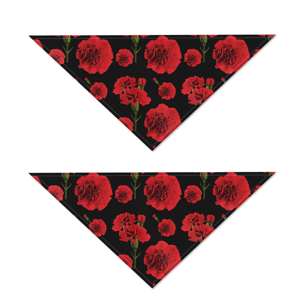 Red And Black Carnation Pattern Print Dog Bandana