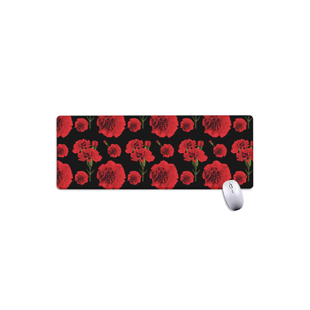 Red And Black Carnation Pattern Print Extended Mouse Pad