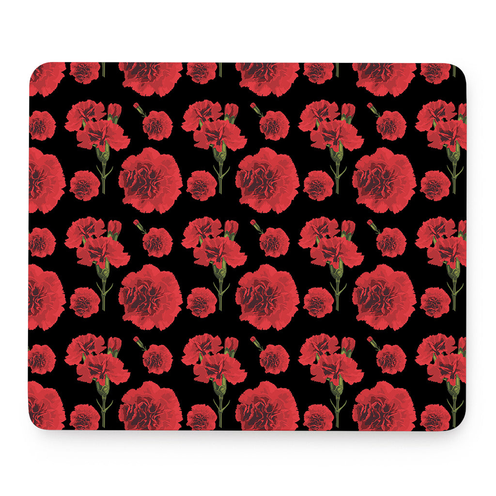 Red And Black Carnation Pattern Print Mouse Pad