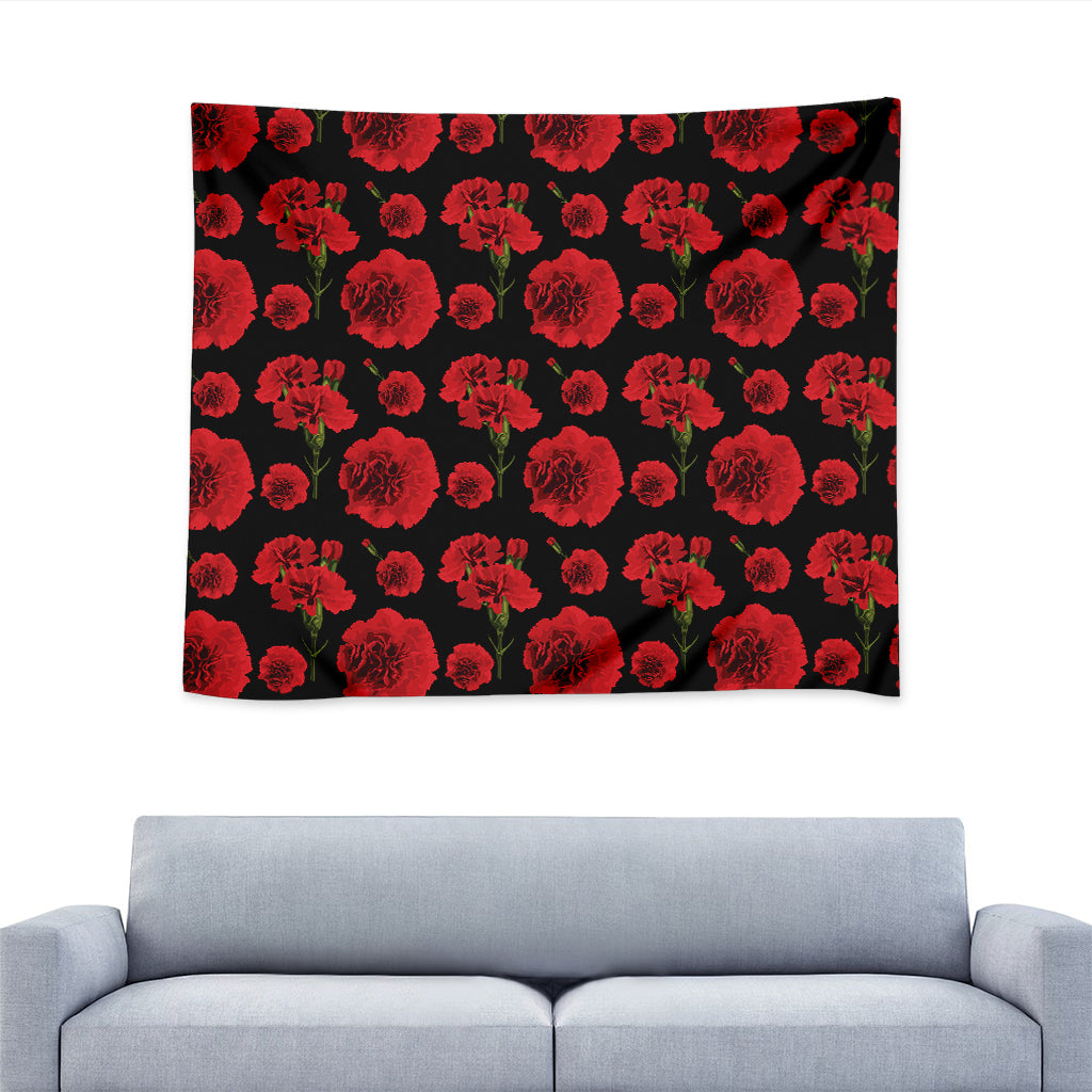 Red And Black Carnation Pattern Print Tapestry