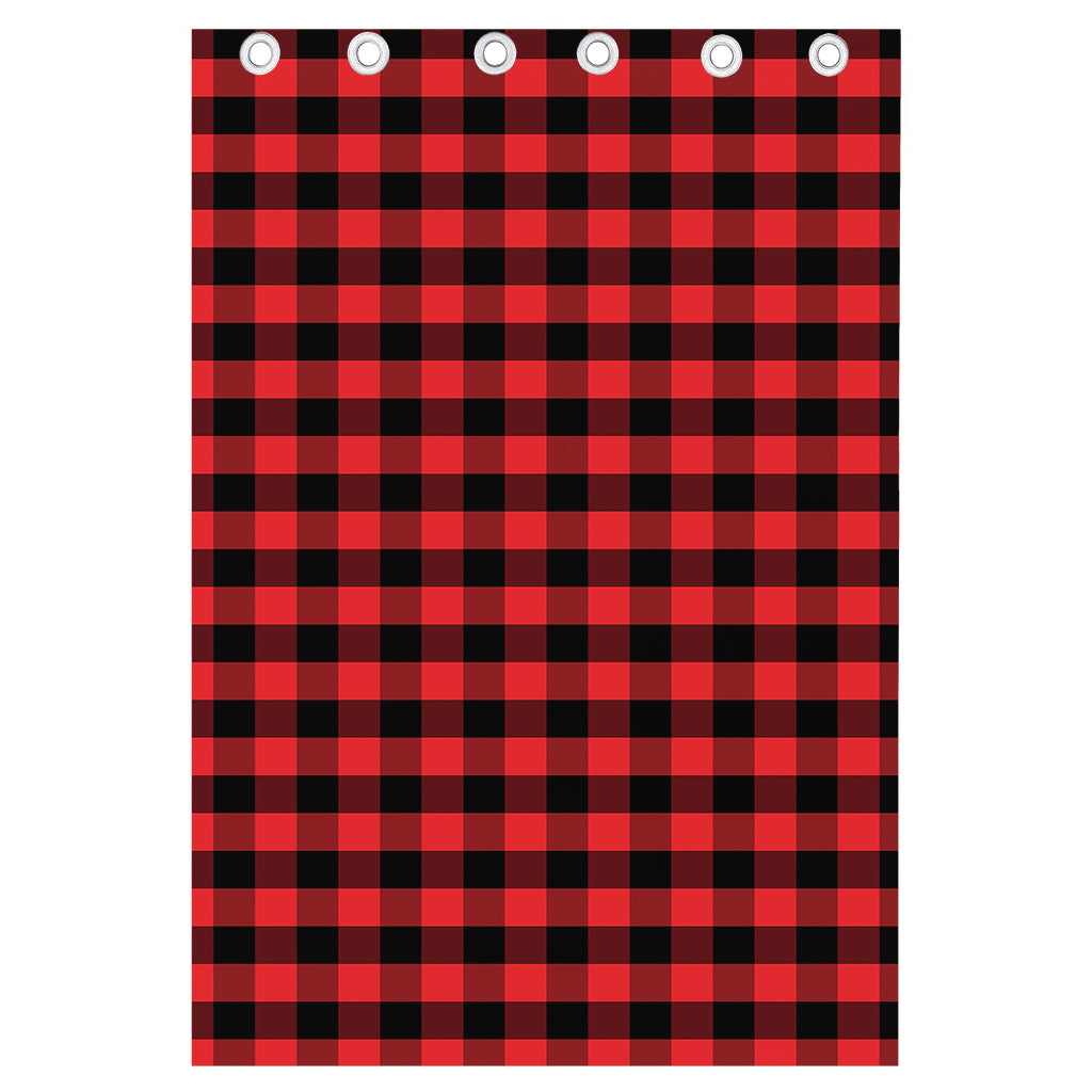 Red And Black Check Pattern Print Curtain