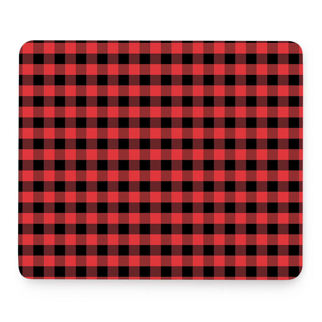 Red And Black Check Pattern Print Mouse Pad