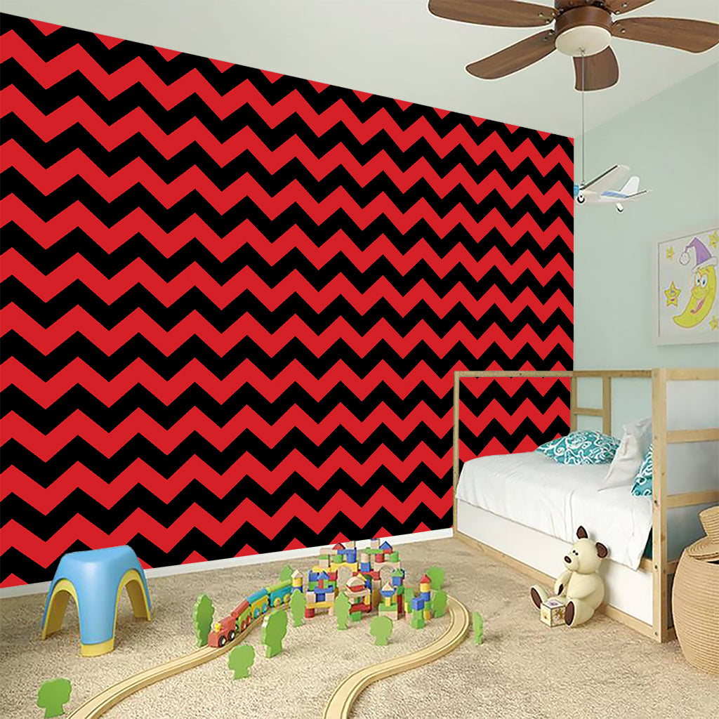 Red And Black Chevron Pattern Print Wall Sticker