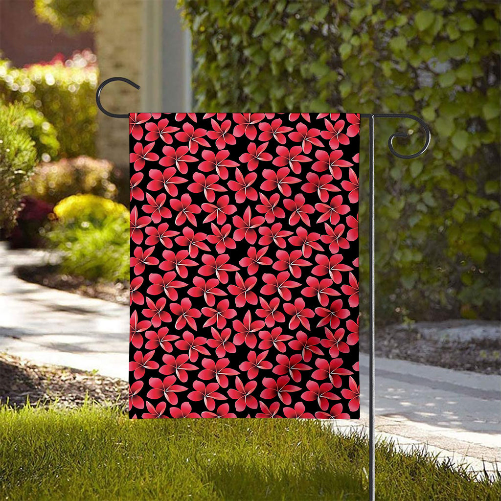 Red And Black Frangipani Pattern Print House Flag
