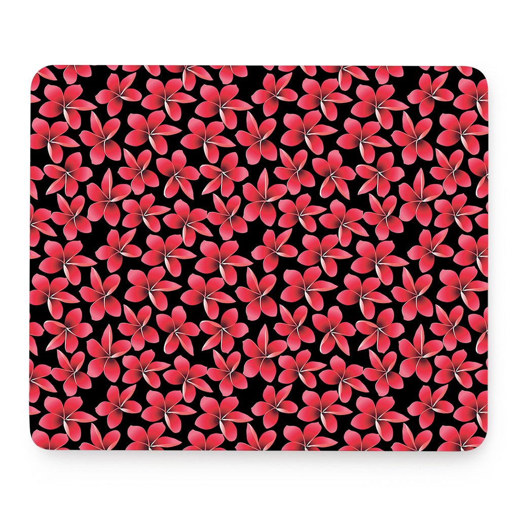 Red And Black Frangipani Pattern Print Mouse Pad