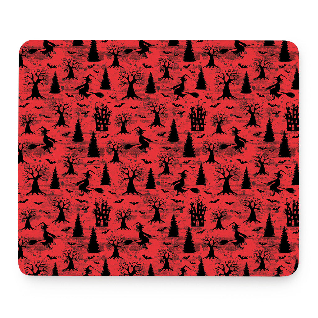 Red And Black Horror Witch Pattern Print Mouse Pad