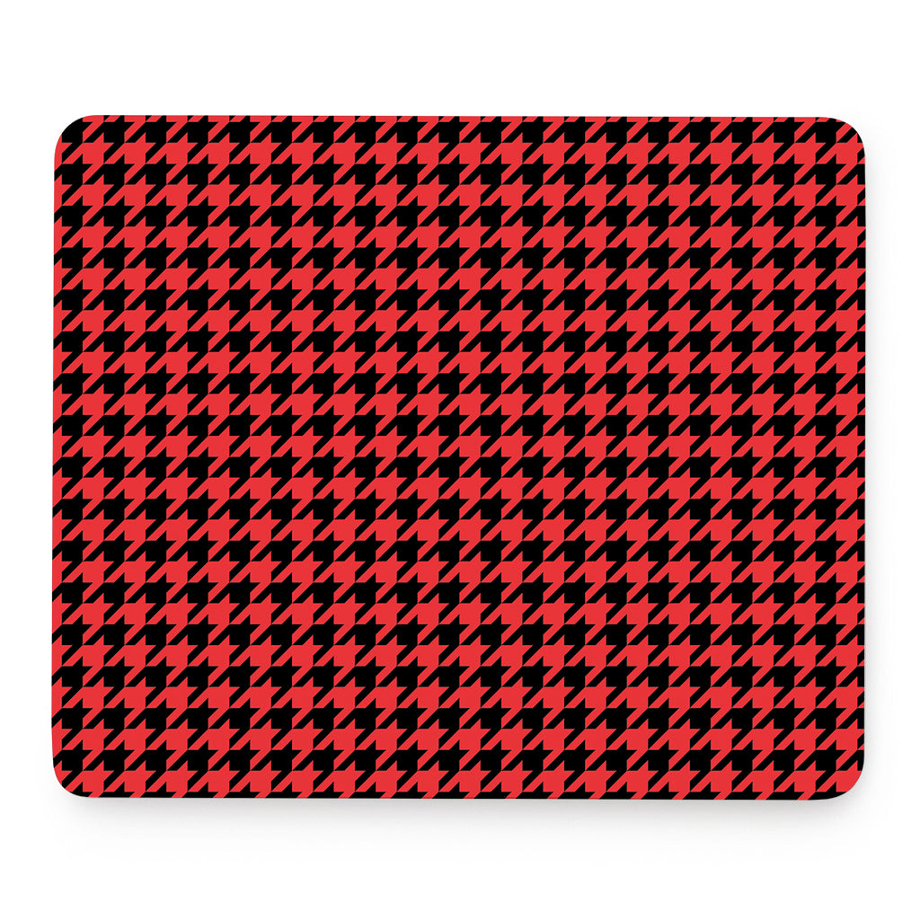 Red And Black Houndstooth Pattern Print Mouse Pad