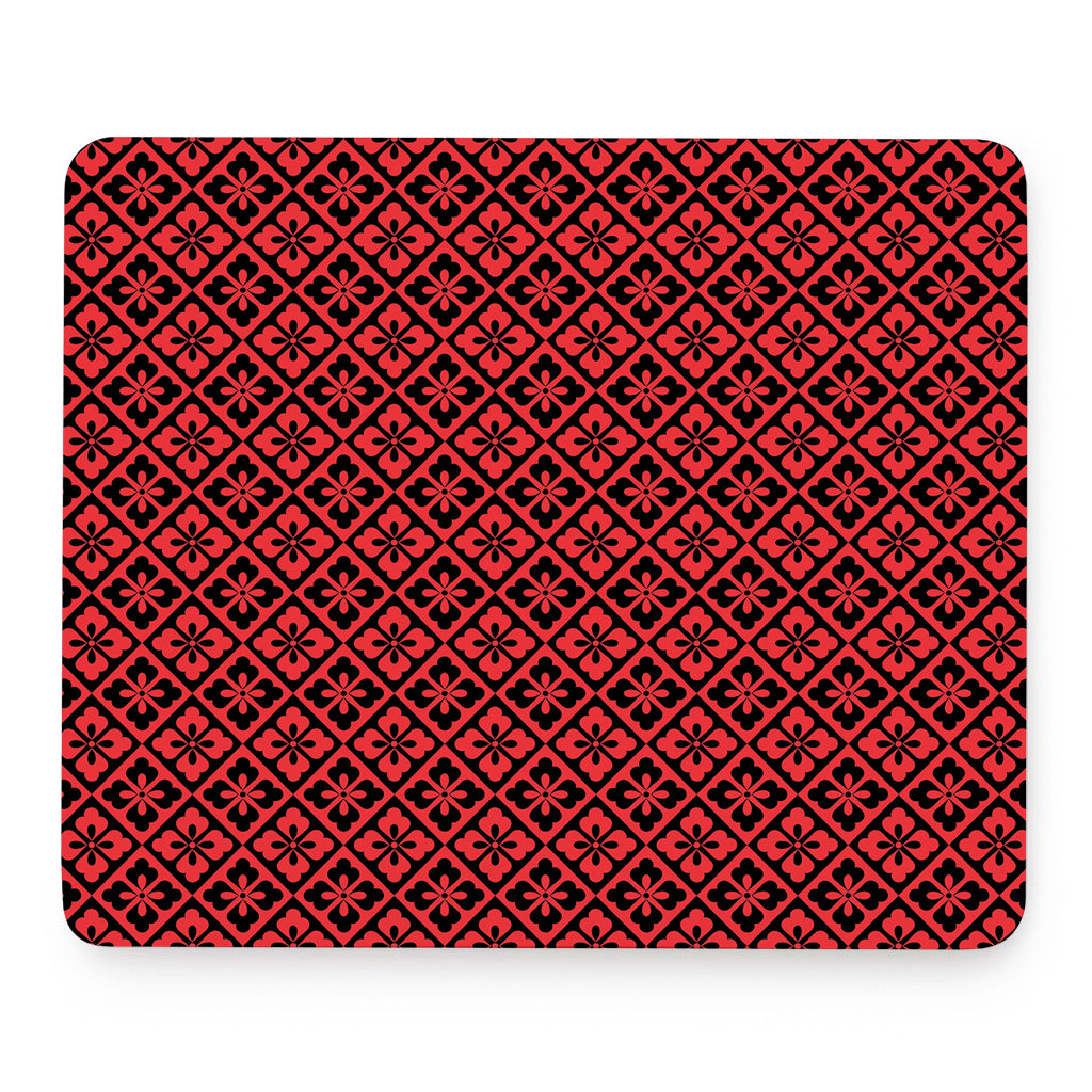 Red And Black Japanese Pattern Print Mouse Pad