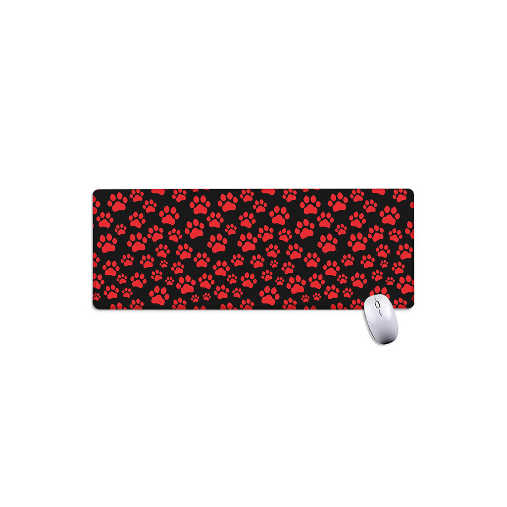 Red And Black Paw Pattern Print Extended Mouse Pad