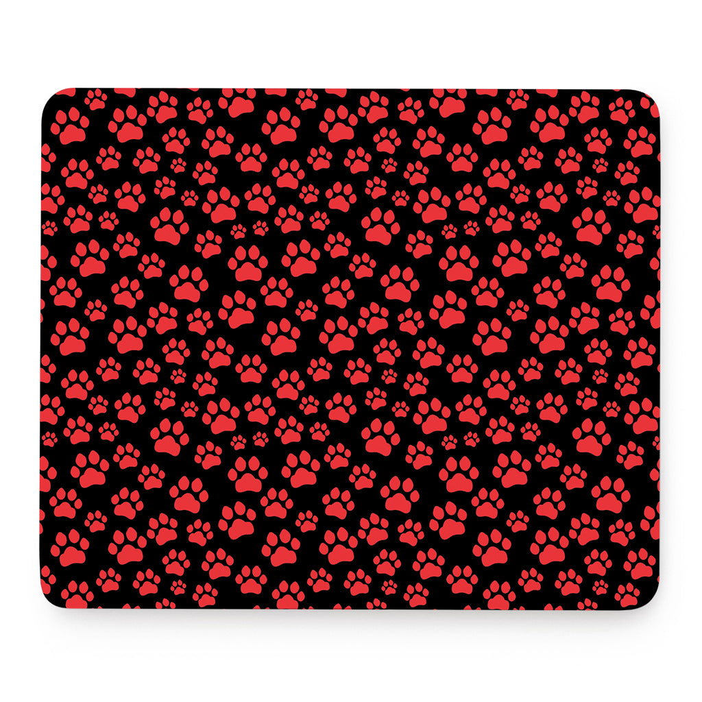 Red And Black Paw Pattern Print Mouse Pad