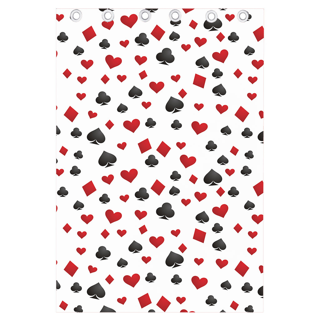 Red And Black Playing Card Suits Print Curtain