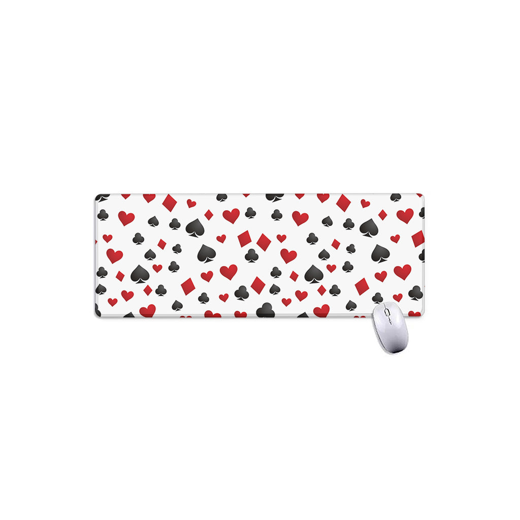 Red And Black Playing Card Suits Print Extended Mouse Pad