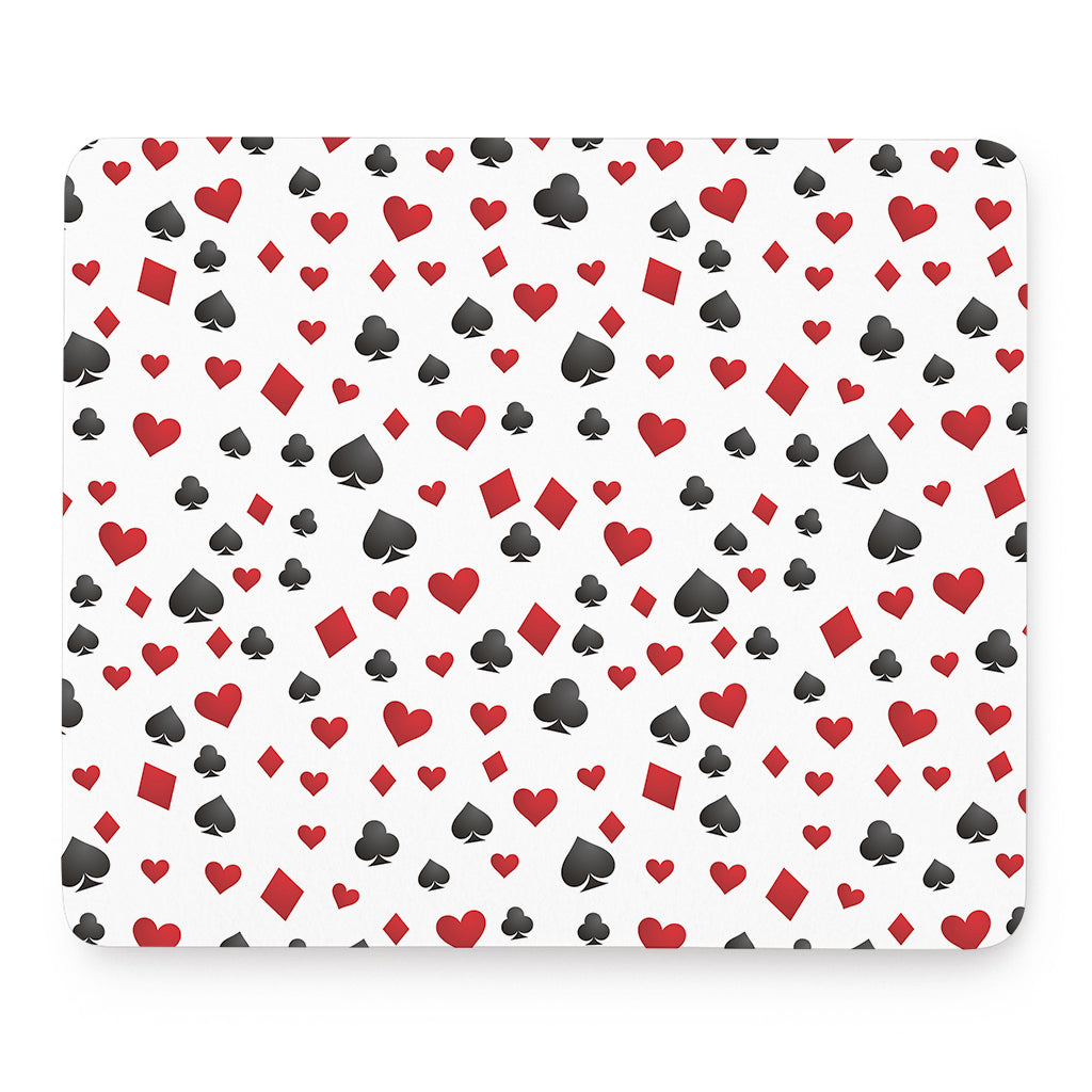 Red And Black Playing Card Suits Print Mouse Pad