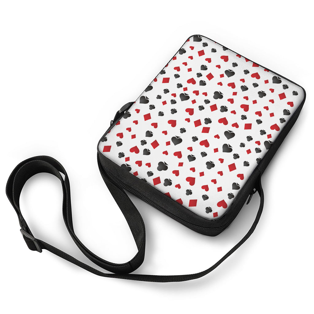 Red And Black Playing Card Suits Print Rectangular Crossbody Bag