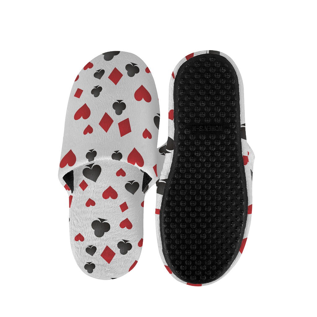 Red And Black Playing Card Suits Print Slippers