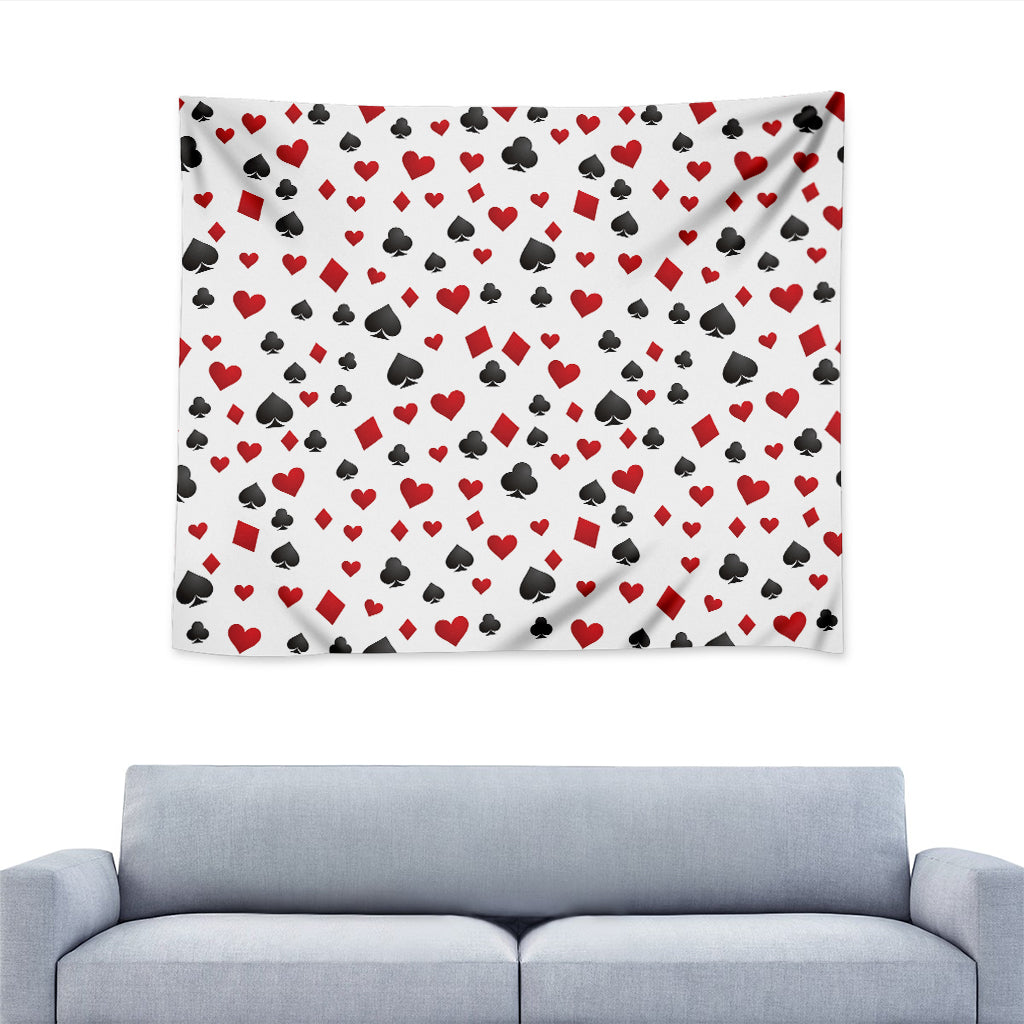 Red And Black Playing Card Suits Print Tapestry
