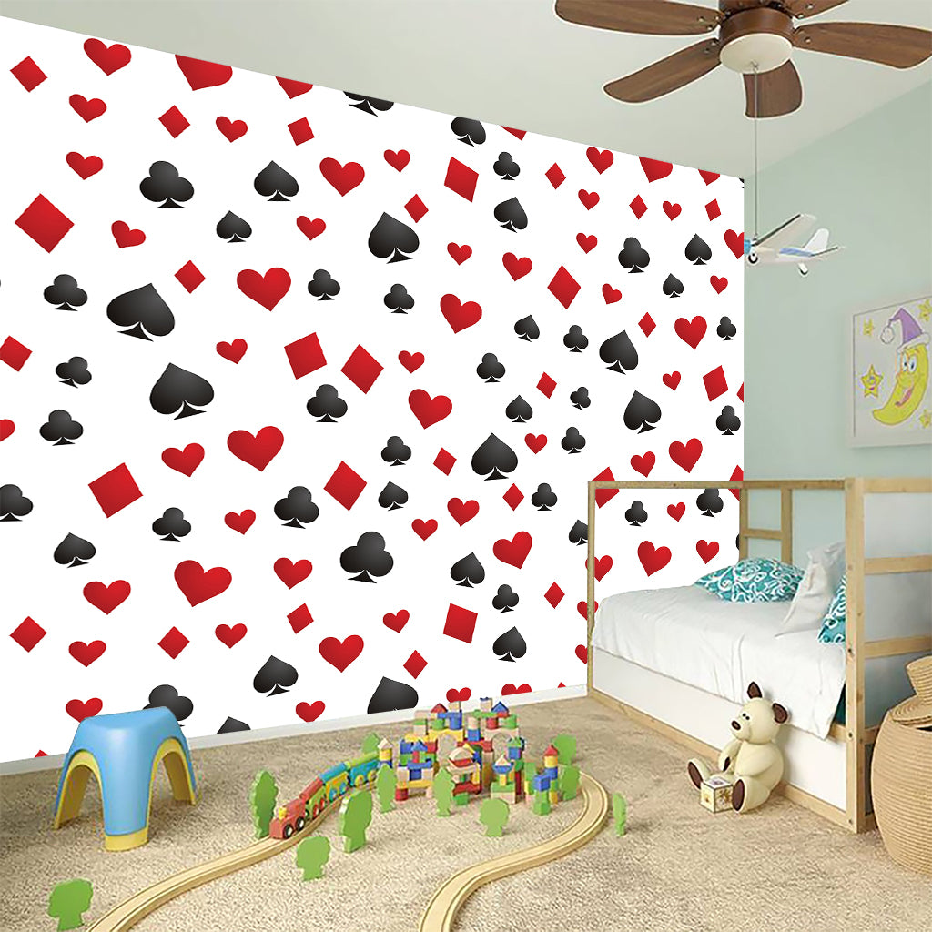 Red And Black Playing Card Suits Print Wall Sticker