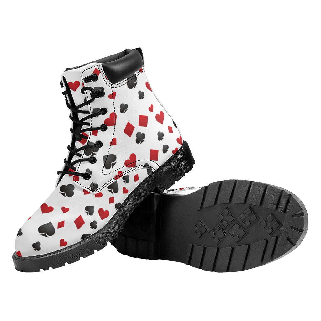 Red And Black Playing Card Suits Print Work Boots