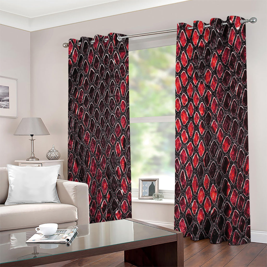 Red And Black Snakeskin Print Extra Wide Grommet Curtains