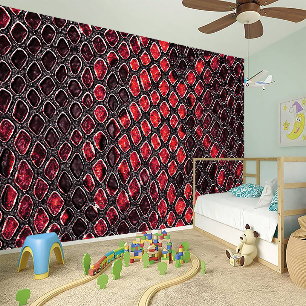 Red And Black Snakeskin Print Wall Sticker