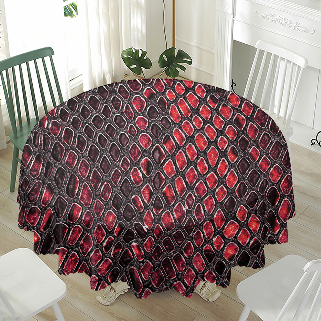 Red And Black Snakeskin Print Waterproof Round Tablecloth