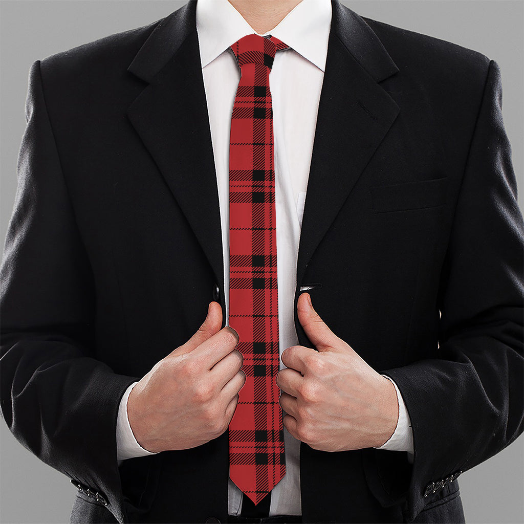 Red And Black Tartan Pattern Print Necktie