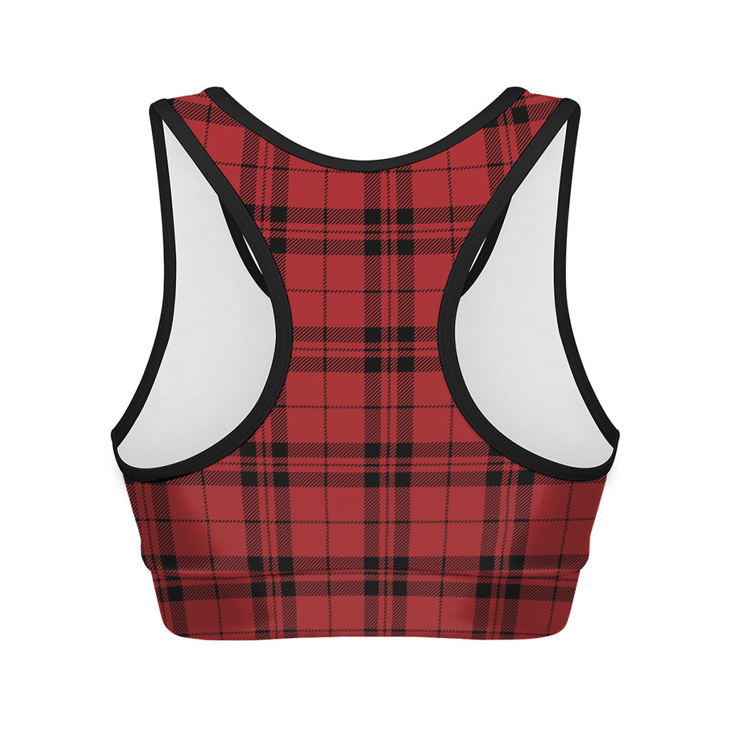 Red And Black Tartan Pattern Print Women's Sports Bra