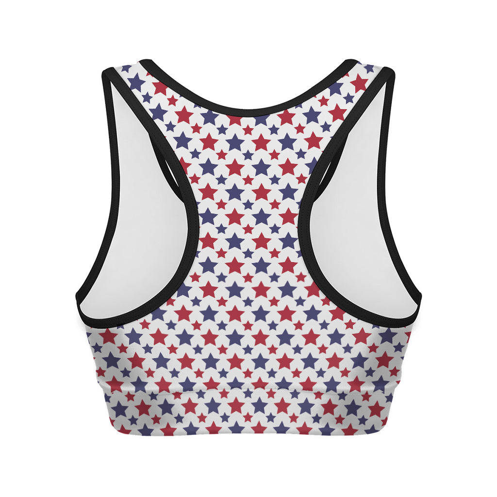 Red And Blue American Star Pattern Print Women's Sports Bra