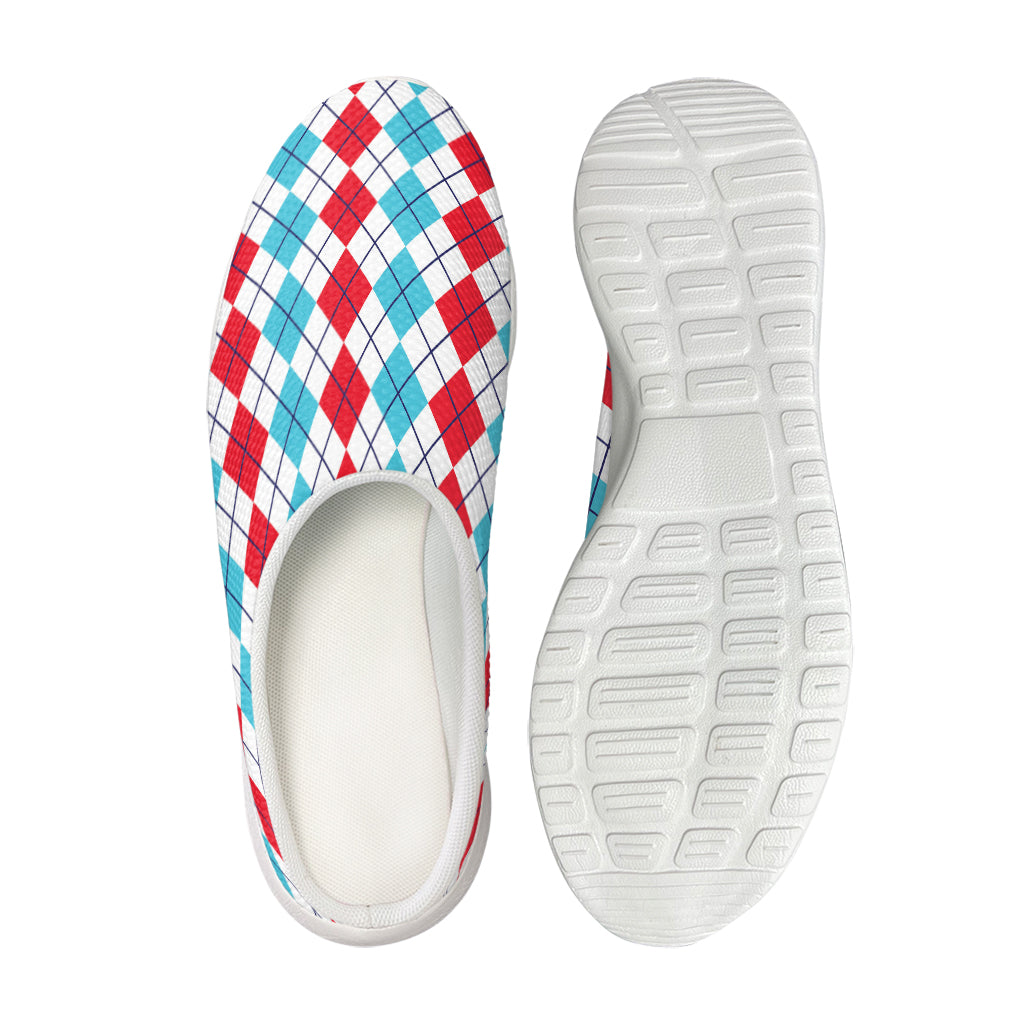 Red And Blue Argyle Pattern Print Mesh Casual Shoes