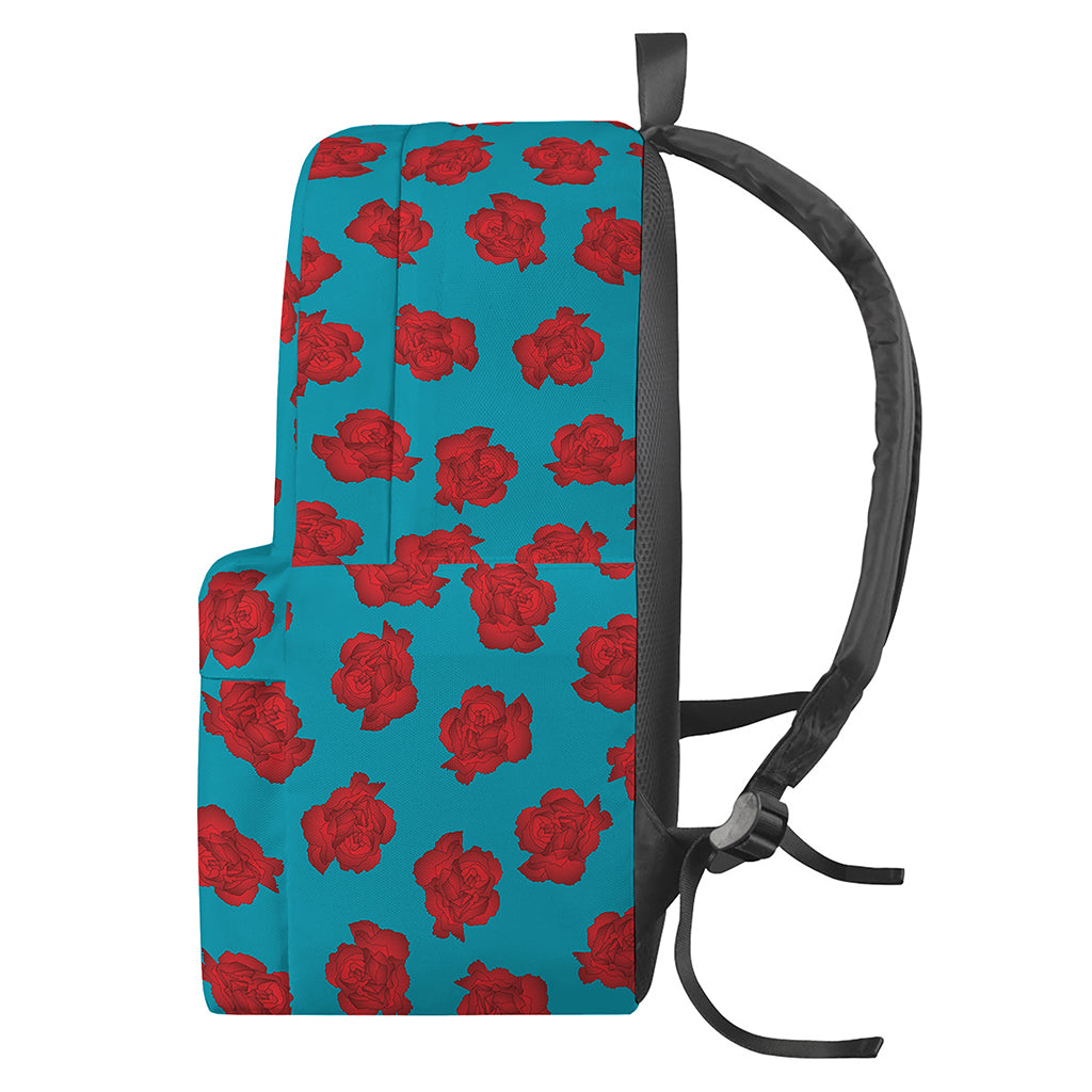 Red And Blue Carnation Pattern Print Backpack