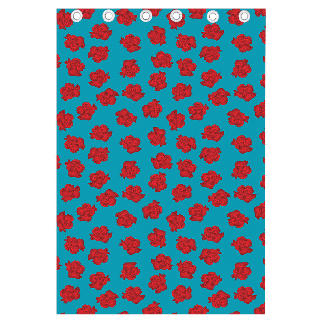 Red And Blue Carnation Pattern Print Curtain