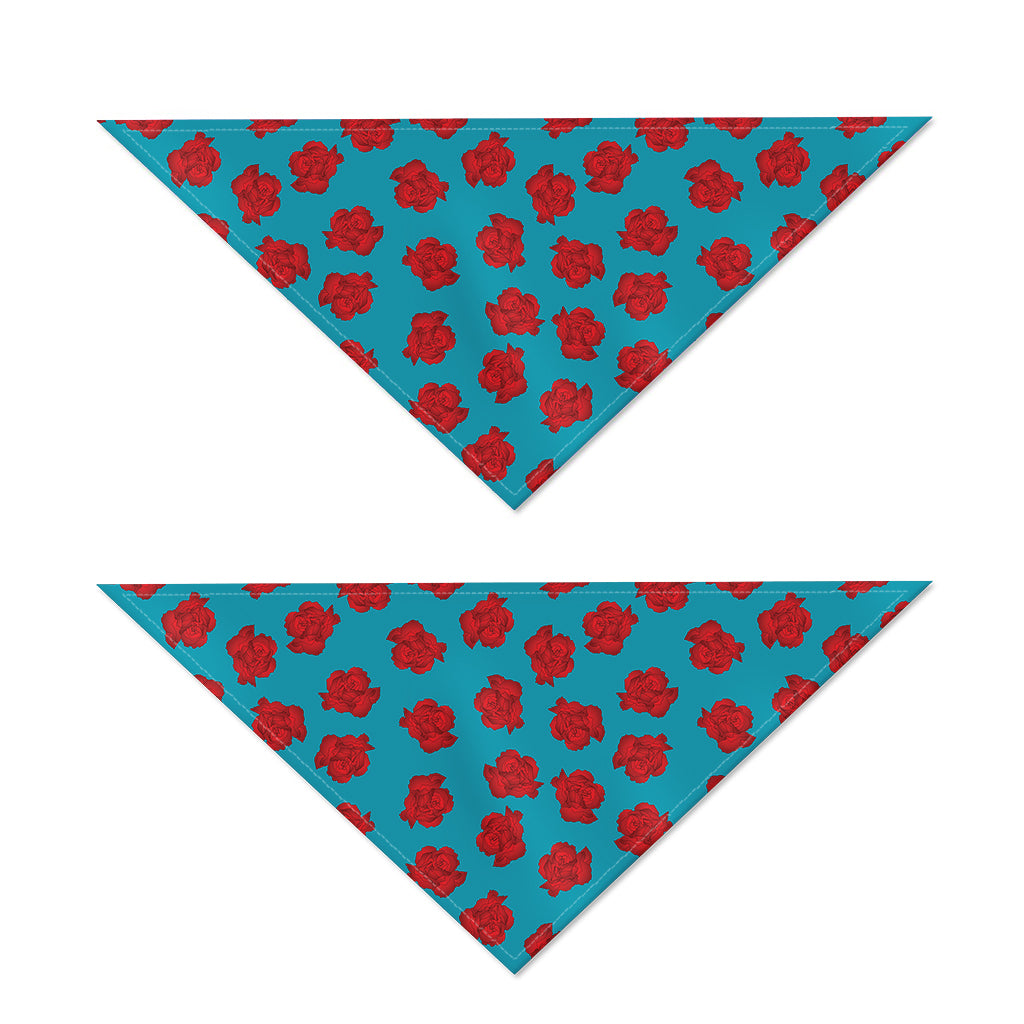 Red And Blue Carnation Pattern Print Dog Bandana