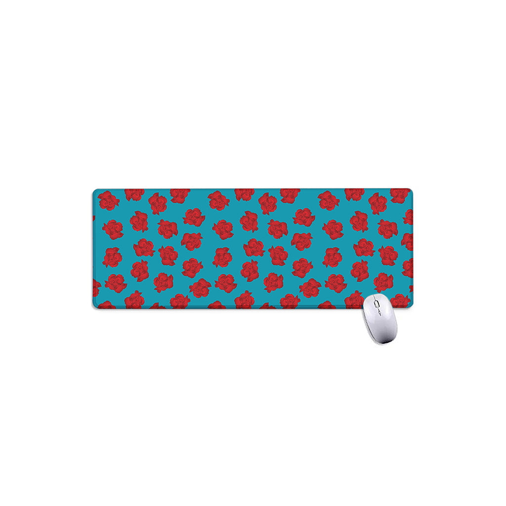 Red And Blue Carnation Pattern Print Extended Mouse Pad