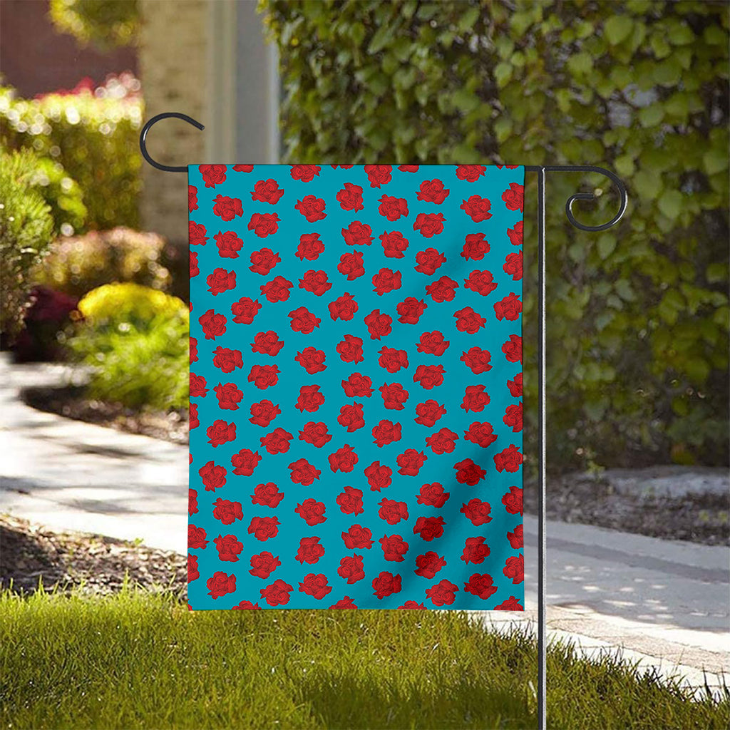 Red And Blue Carnation Pattern Print House Flag