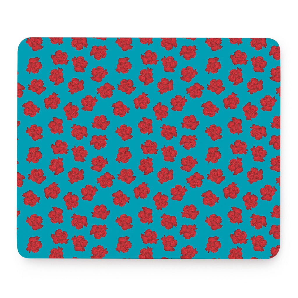 Red And Blue Carnation Pattern Print Mouse Pad