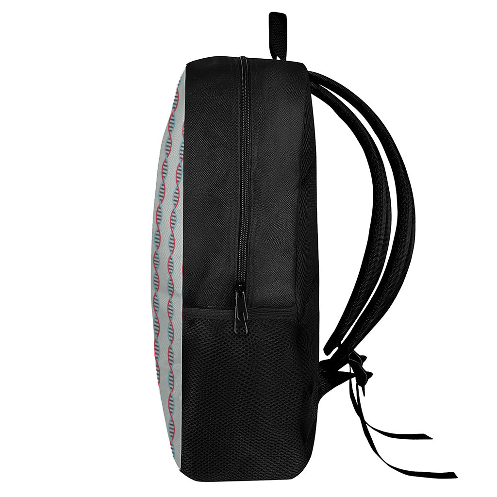 Red And Blue DNA Pattern Print 17 Inch Backpack