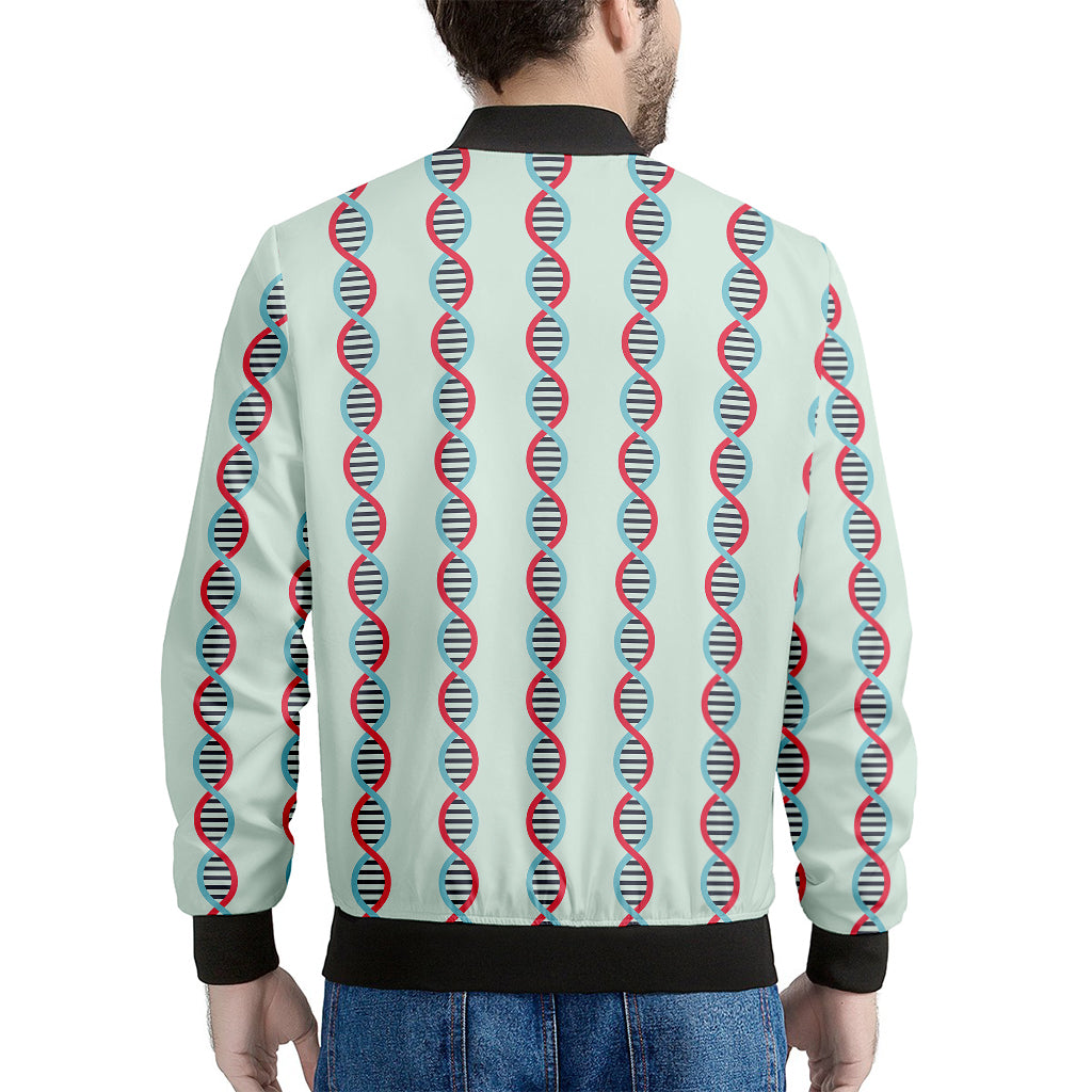 Red And Blue DNA Pattern Print Men's Bomber Jacket