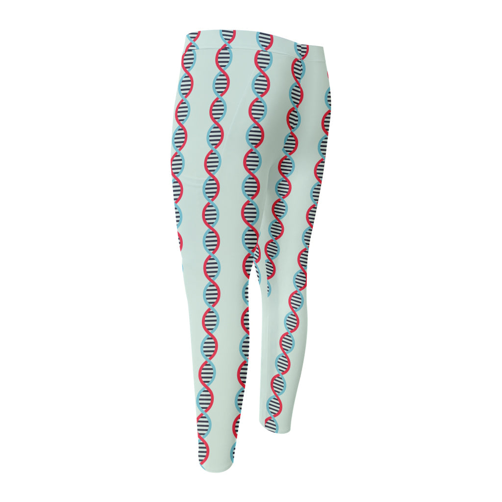 Red And Blue DNA Pattern Print Men's Compression Pants