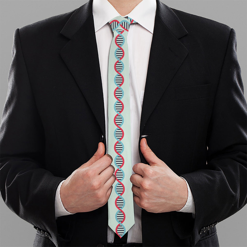 Red And Blue DNA Pattern Print Necktie
