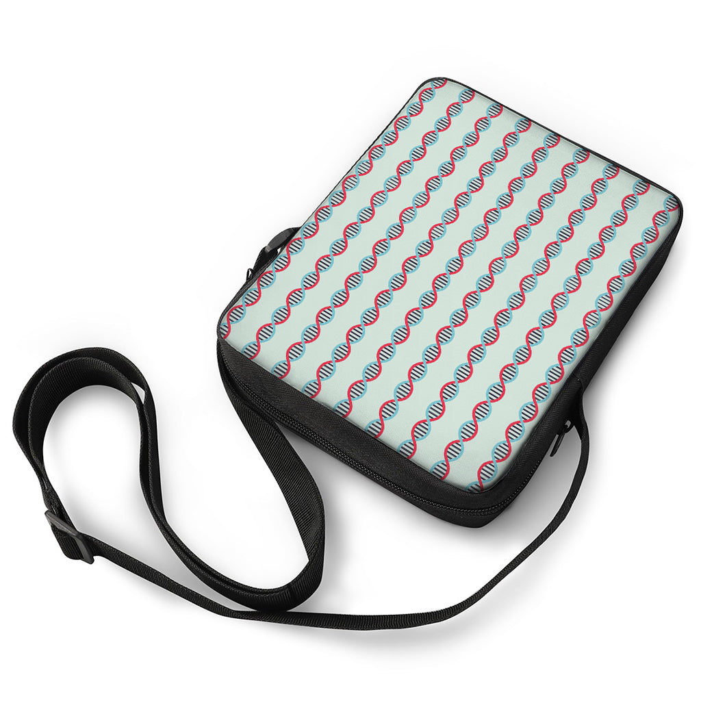 Red And Blue DNA Pattern Print Rectangular Crossbody Bag