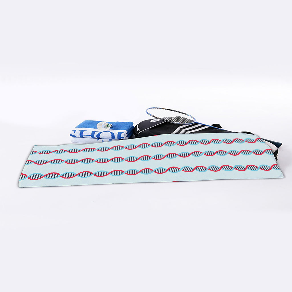 Red And Blue DNA Pattern Print Sports Towel