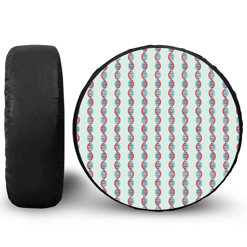 Red And Blue DNA Pattern Print Tire Cover