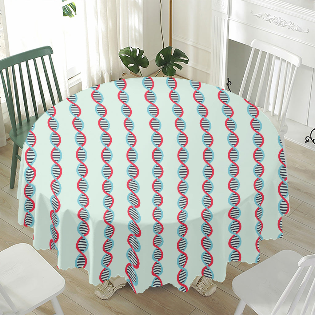 Red And Blue DNA Pattern Print Waterproof Round Tablecloth