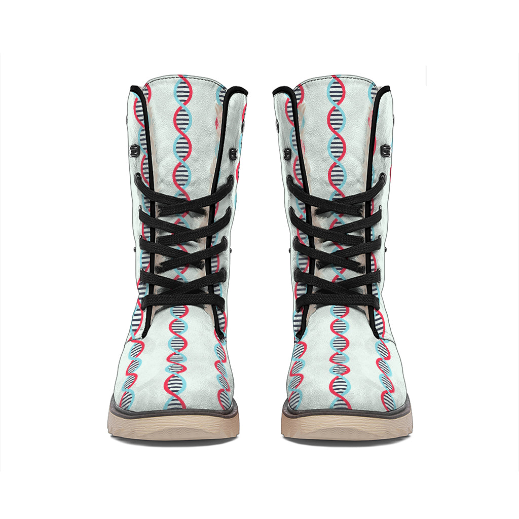 Red And Blue DNA Pattern Print Winter Boots
