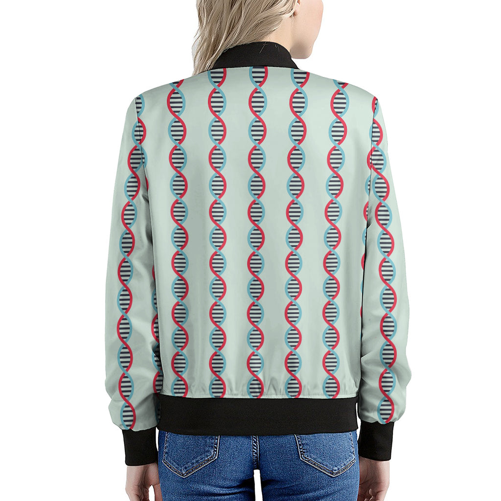 Red And Blue DNA Pattern Print Women's Bomber Jacket