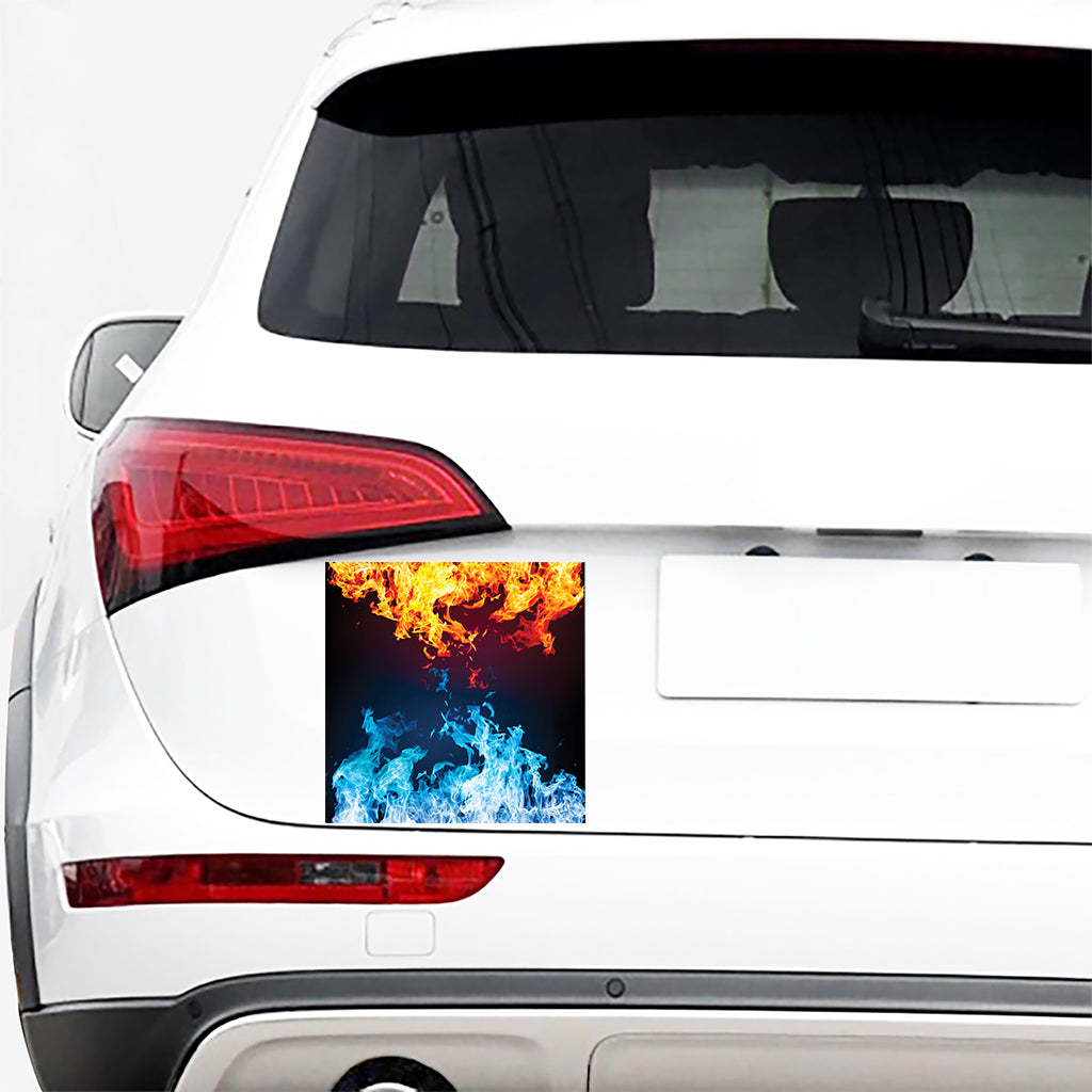 Red And Blue Fire Print Car Sticker