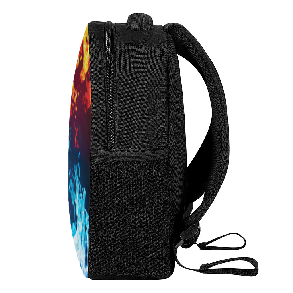 Red And Blue Fire Print Casual Backpack