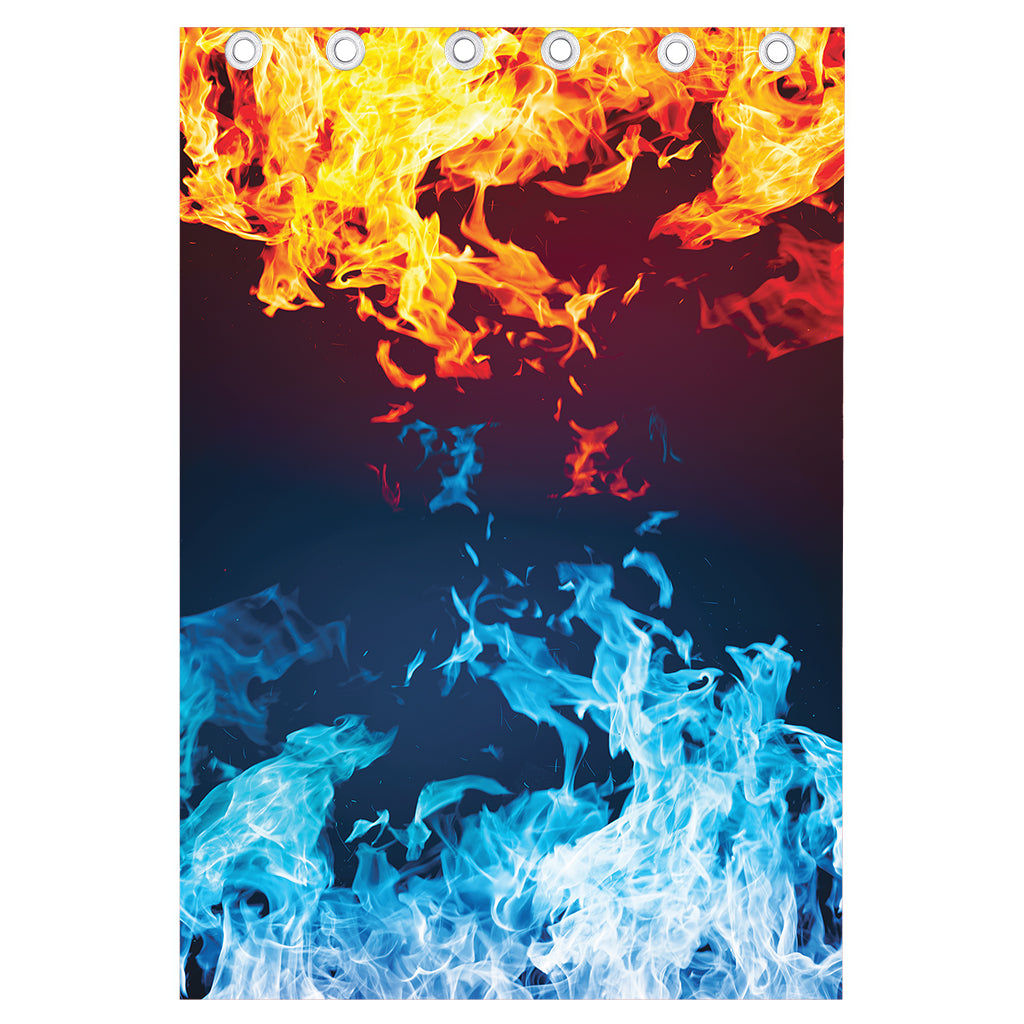 Red And Blue Fire Print Curtain